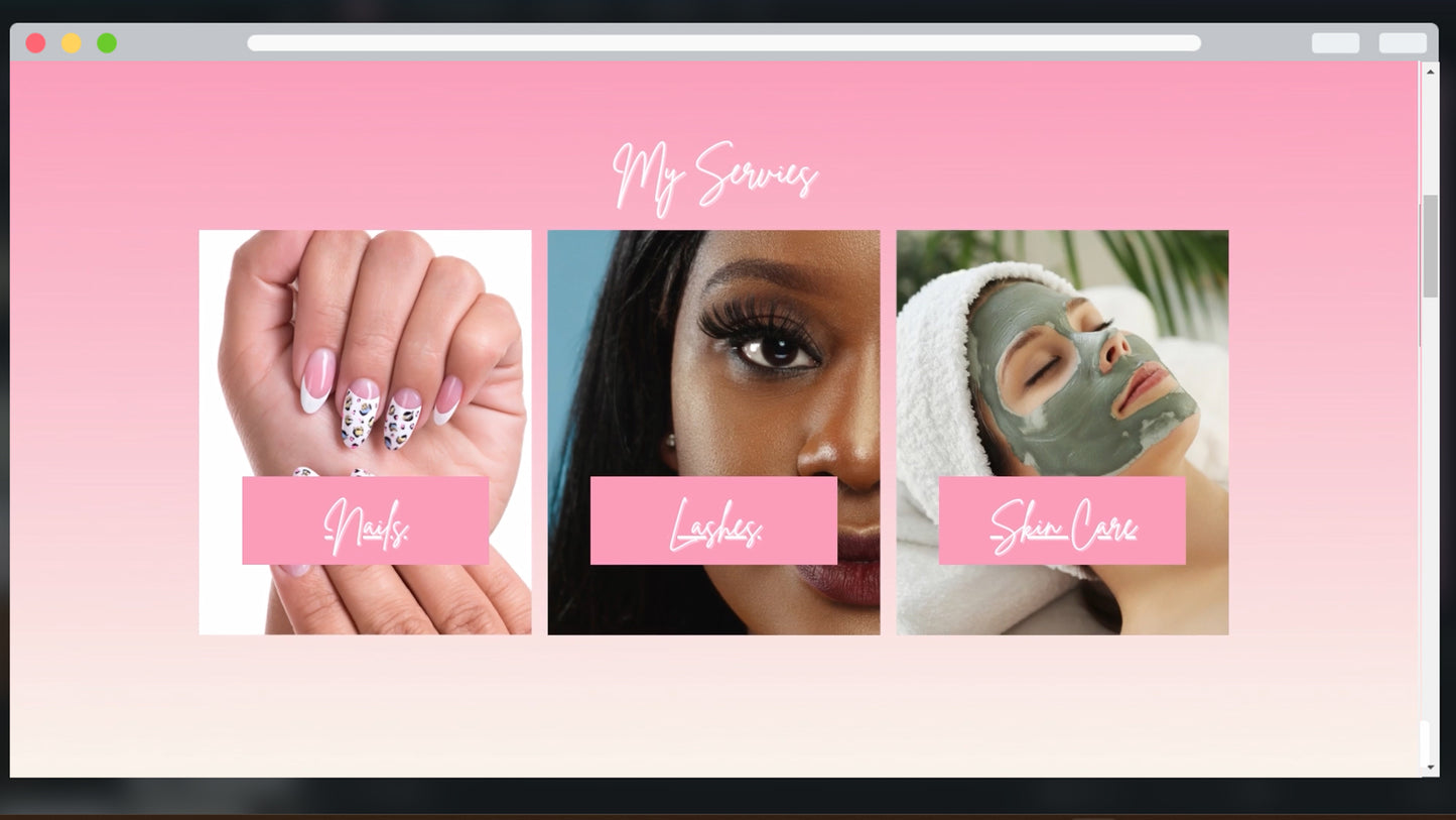 Beauty Care, Nail Tech, Canva Website Template